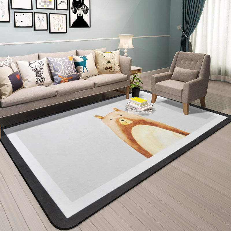 BowLift | Cartoon Animal Gentleman Rug Multicolor Polypropylene Rug Washable Pet Friendly Non-Slip Underlay Rug for Living Room