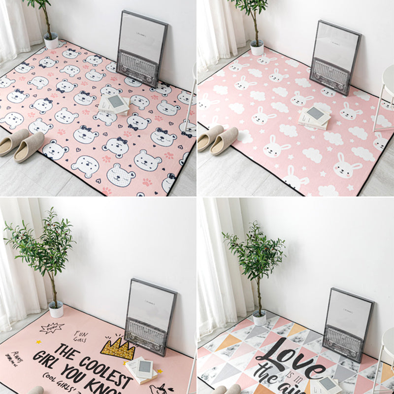 BowLift | Multicolor Geometric Carpet Polyester Cartoon Rug Pet Friendly Non-Slip Stain Resistant Rug for Children's Room
