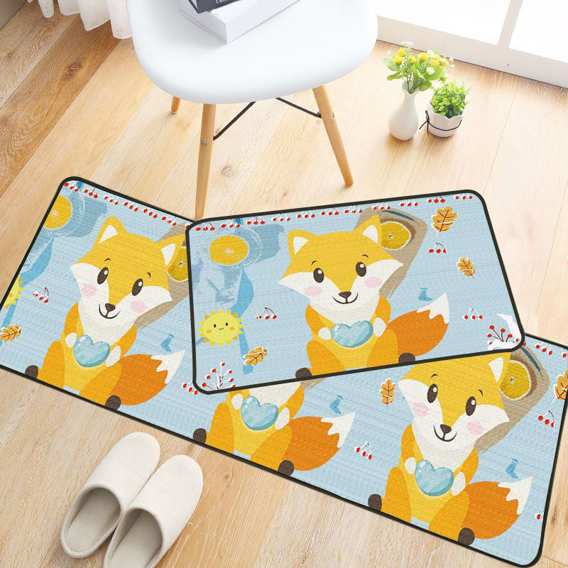 BowLift | Childlike Animal Pattern Carpet Multicolored Cartoon Carpet Synthetic Non-Slip Machine Washable Stain Resistant Carpet for the Children's Room