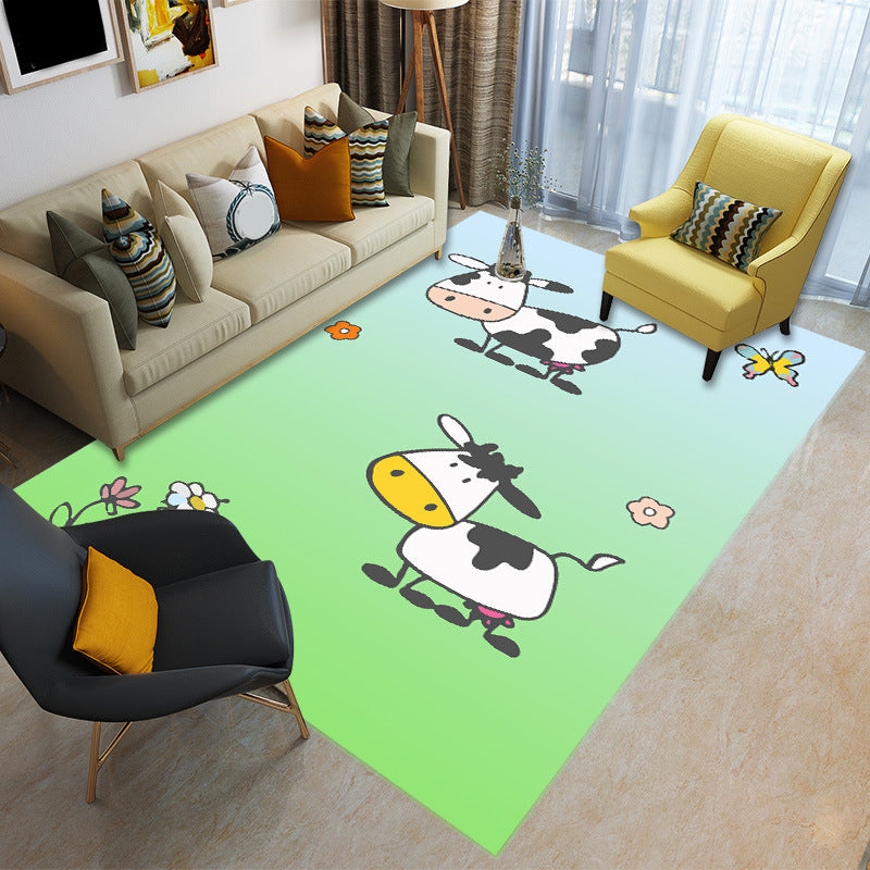 BowLift | Childly Multicolored Cartoon Rug Polypropylene Animal Print Rug Non-Slip Stain Resistant Pet Friendly Rug for the Children’s Room