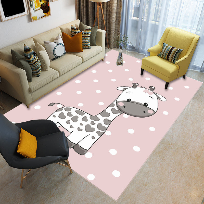 BowLift | Childly Multicolored Cartoon Rug Polypropylene Animal Print Rug Non-Slip Stain Resistant Pet Friendly Rug for the Children’s Room