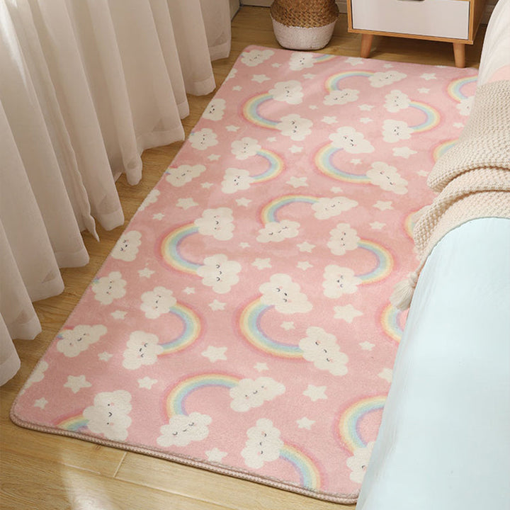 BowLift | Stylish Multi-Colored Kids Rug Cotton Pattern Rug Machine Washable Pet Friendly Non-Slip Back Rug for Girls Bedroom