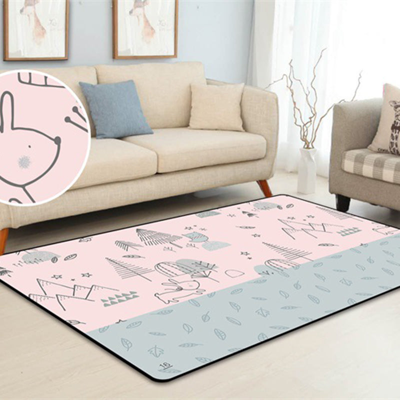 BowLift | Kawaii Kids Art Rug Multicolored Animal Print Rug Pet-Friendly Stain-Resistant Non-Slip Rug for Home Decor