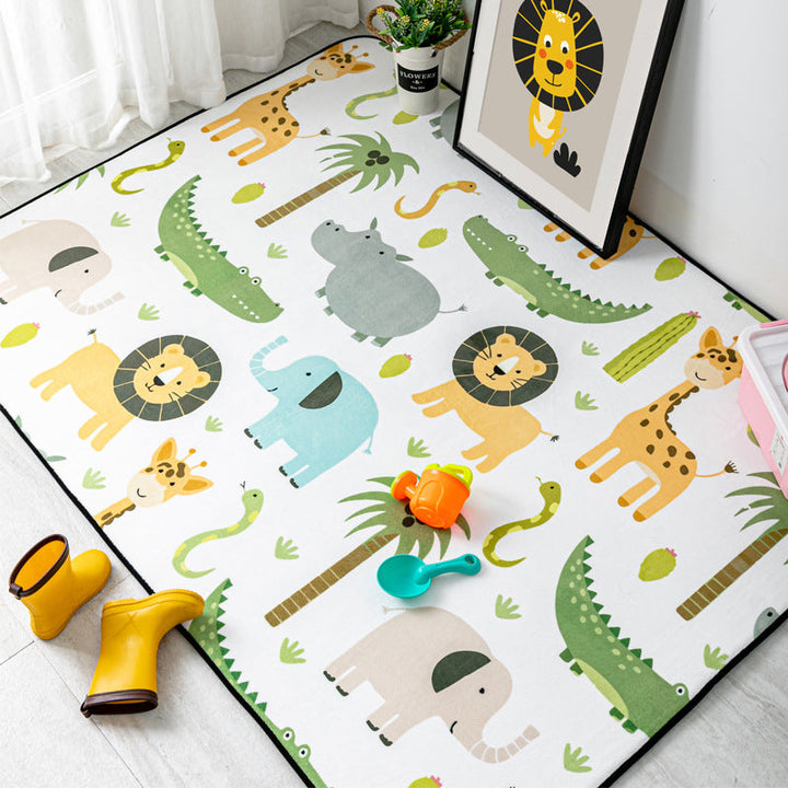 BowLift | Multi-Color Kids Room Rug Cartoon Animal Indoor Rug Synthetic Washable Non-Slip Pet-Friendly Rug