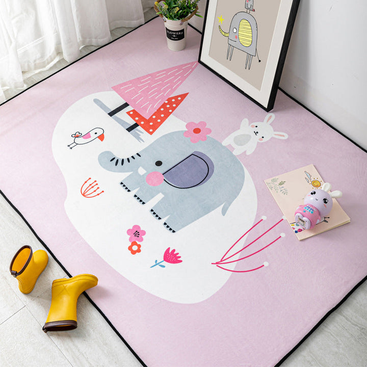 BowLift | Multi-Color Kids Room Rug Cartoon Animal Indoor Rug Synthetic Washable Non-Slip Pet-Friendly Rug