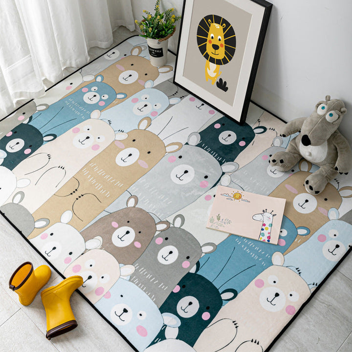 BowLift | Multi-Color Kids Room Rug Cartoon Animal Indoor Rug Synthetic Washable Non-Slip Pet-Friendly Rug