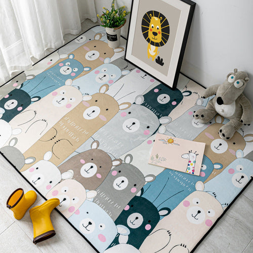 BowLift | Multi-Color Kids Room Rug Cartoon Animal Indoor Rug Synthetic Washable Non-Slip Pet-Friendly Rug