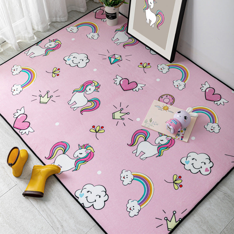 BowLift | Multi-Color Kids Room Rug Cartoon Animal Indoor Rug Synthetic Washable Non-Slip Pet-Friendly Rug