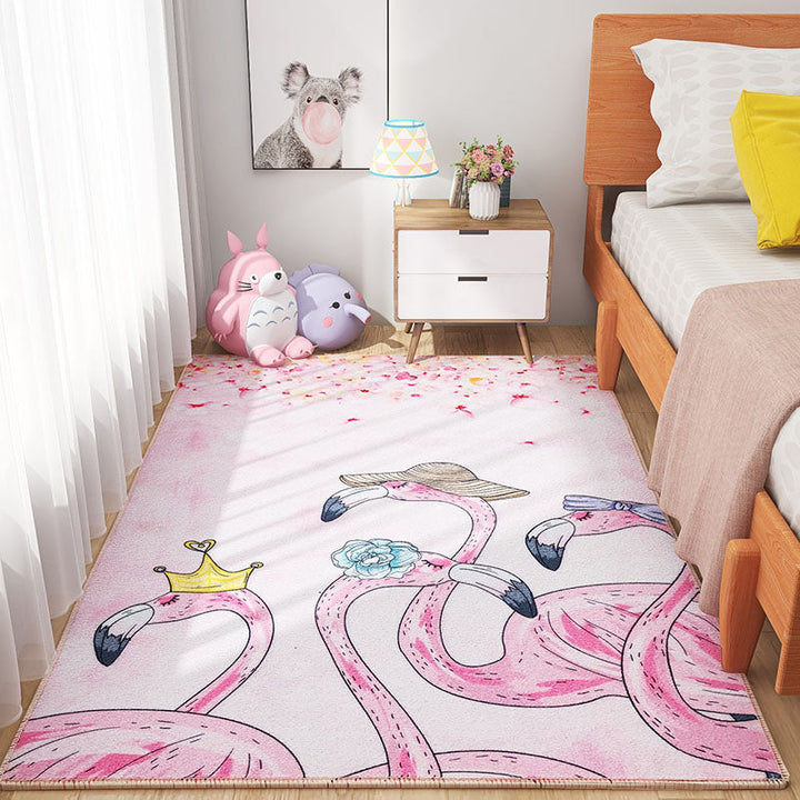 BowLift | Scandinavian Girls Bedroom Carpet Multi-Color Botanical Rug Synthetic Machine Washable Stain-Resistant Non-Slip Back Rug