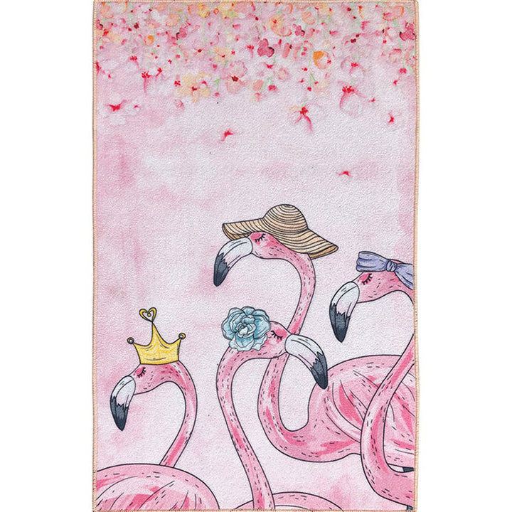 BowLift | Scandinavian Girls Bedroom Carpet Multi-Color Botanical Rug Synthetic Machine Washable Stain-Resistant Non-Slip Back Rug
