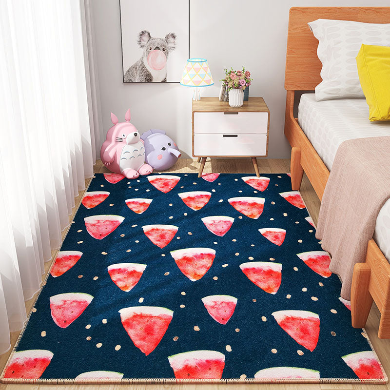 BowLift | Scandinavian Girls Bedroom Carpet Multi-Color Botanical Rug Synthetic Machine Washable Stain-Resistant Non-Slip Back Rug