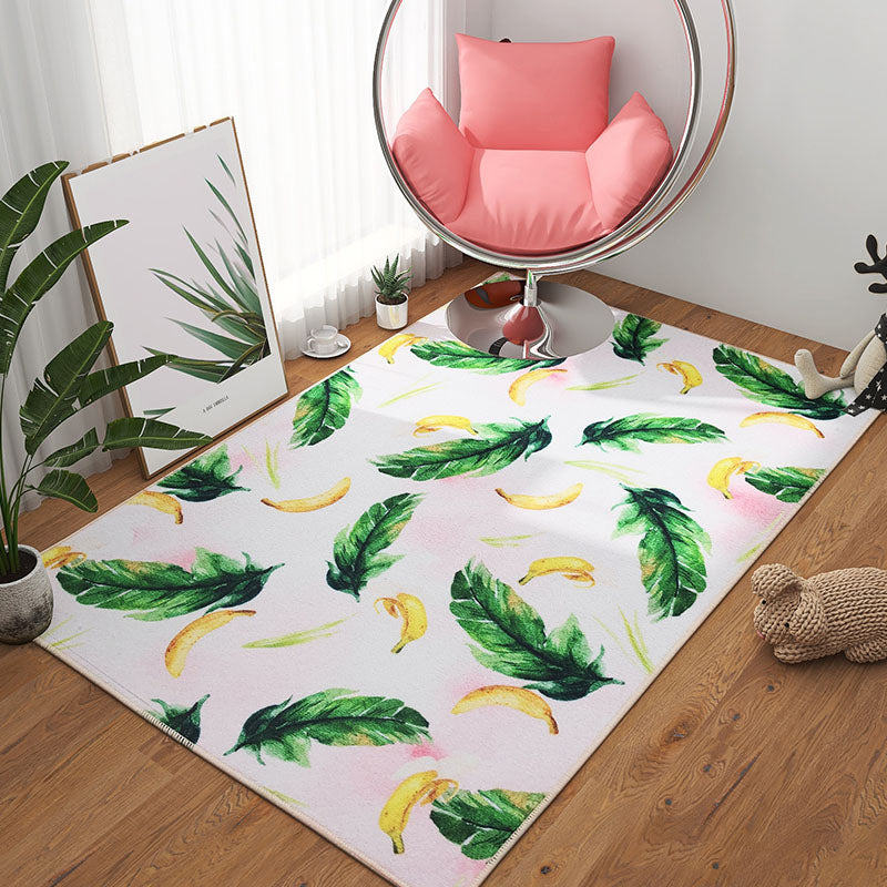 BowLift | Scandinavian Girls Bedroom Carpet Multi-Color Botanical Rug Synthetic Machine Washable Stain-Resistant Non-Slip Back Rug