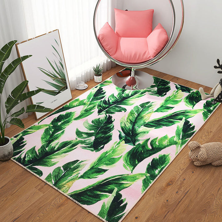 BowLift | Scandinavian Girls Bedroom Carpet Multi-Color Botanical Rug Synthetic Machine Washable Stain-Resistant Non-Slip Back Rug