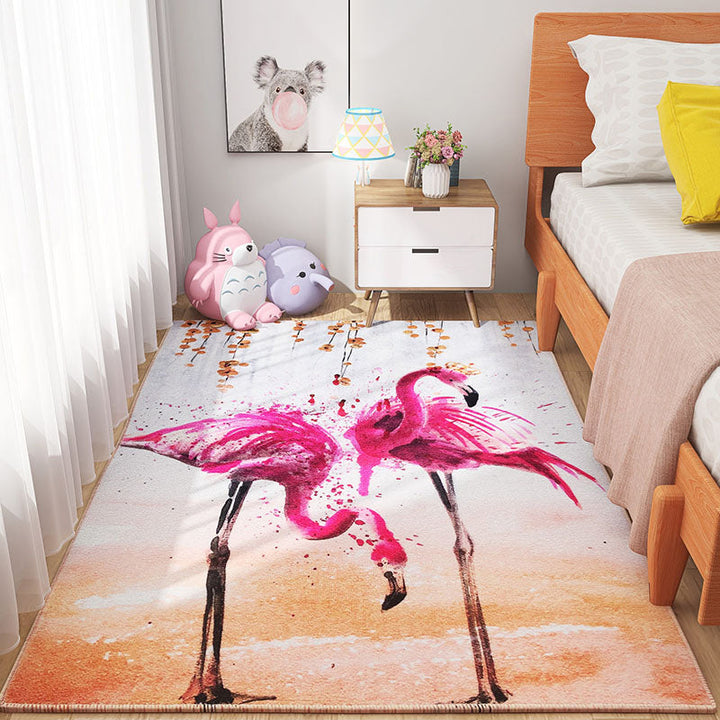 BowLift | Scandinavian Girls Bedroom Carpet Multi-Color Botanical Rug Synthetic Machine Washable Stain-Resistant Non-Slip Back Rug
