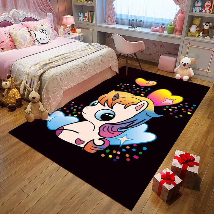 BowLift | Romantic Multi-Colored Animal Print Rug Polypropylene Cartoon Area Rug Washable Stain Resistant Non-Slip Mat for Children's Room