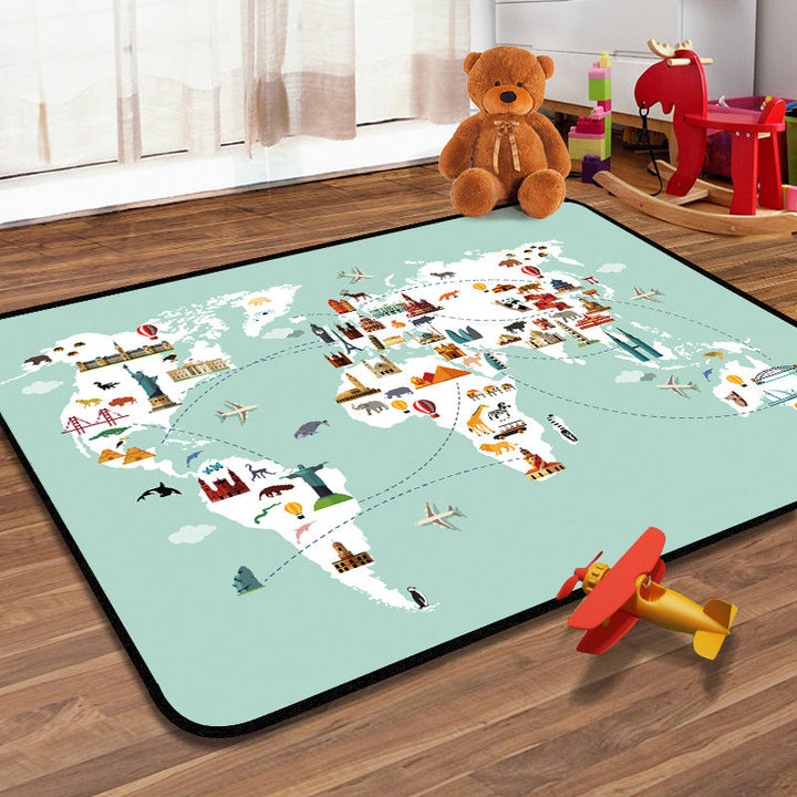 BowLift | Students Kids Carpet Multicolor Navigation Map Carpet Pet Friendly Washable Non-slip Underlay Rug for Children's Room