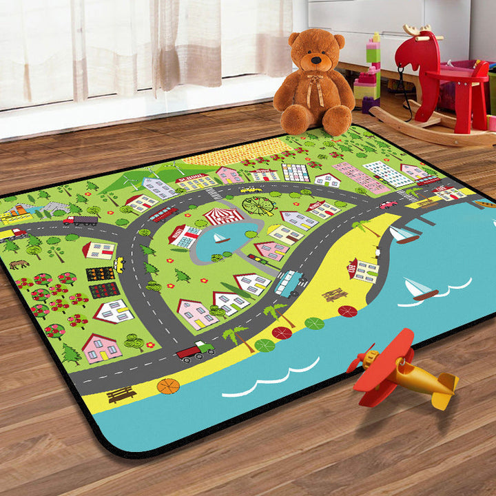 BowLift | Students Kids Carpet Multicolor Navigation Map Carpet Pet Friendly Washable Non-slip Underlay Rug for Children's Room