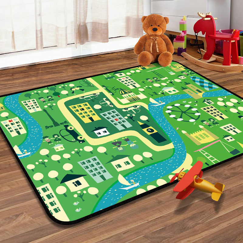 BowLift | Students Kids Carpet Multicolor Navigation Map Carpet Pet Friendly Washable Non-slip Underlay Rug for Children's Room