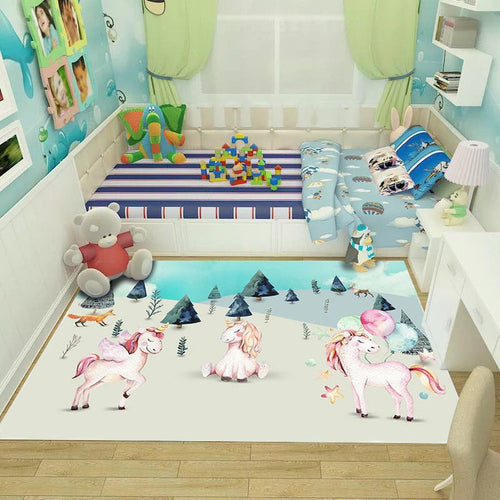 BowLift | Shaded Multicolor Kids Carpet Polypropylene Cartoon Carpet Pet Friendly Non-Slip Stain Resistant Carpet for Kids' Room