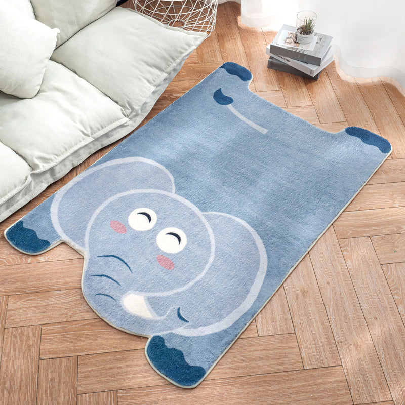 BowLift | Irregular Shaped Animal Rug Multicolor Cartoon Rug Synthetic Non-Slip Back Machine Washable Pet Friendly Rug for Children's Room