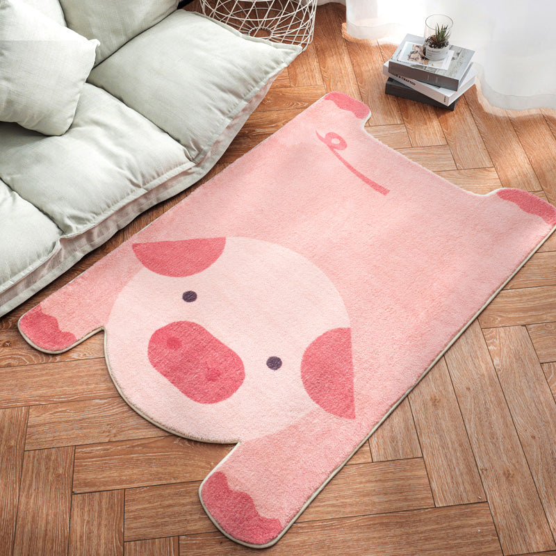 BowLift | Irregular Shaped Animal Rug Multicolor Cartoon Rug Synthetic Non-Slip Back Machine Washable Pet Friendly Rug for Children's Room