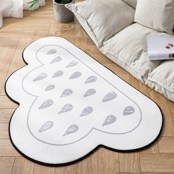 BowLift | Novelty Children Area Rug Multicolor Raindrop Cloud Shape Rug Non-Slip Backing Washable Pet-Friendly Rug for Bedroom