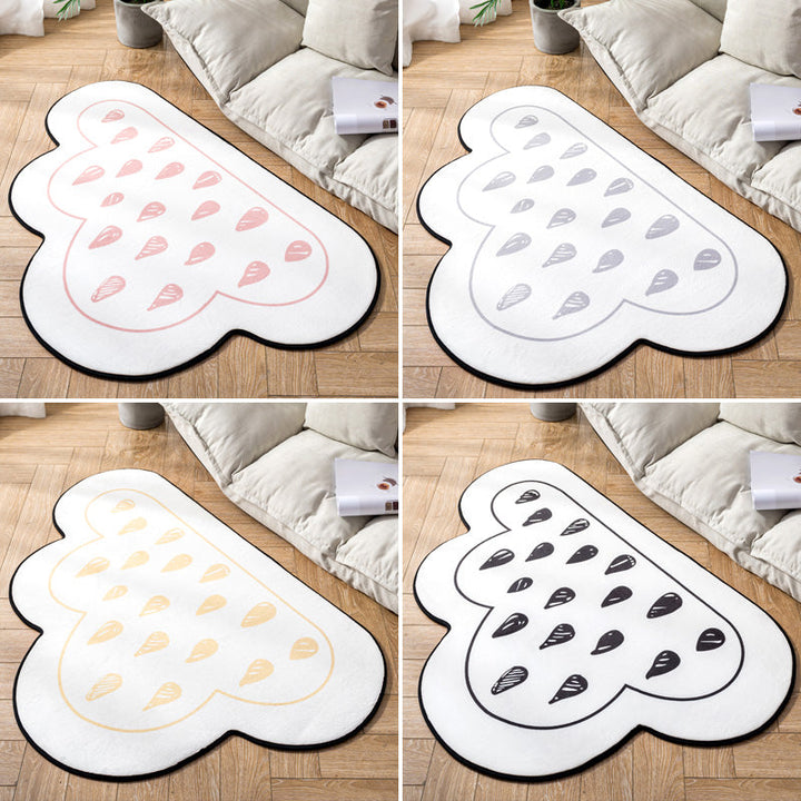 BowLift | Novelty Children Area Rug Multicolor Raindrop Cloud Shape Rug Non-Slip Backing Washable Pet-Friendly Rug for Bedroom