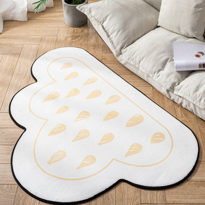 BowLift | Novelty Children Area Rug Multicolor Raindrop Cloud Shape Rug Non-Slip Backing Washable Pet-Friendly Rug for Bedroom