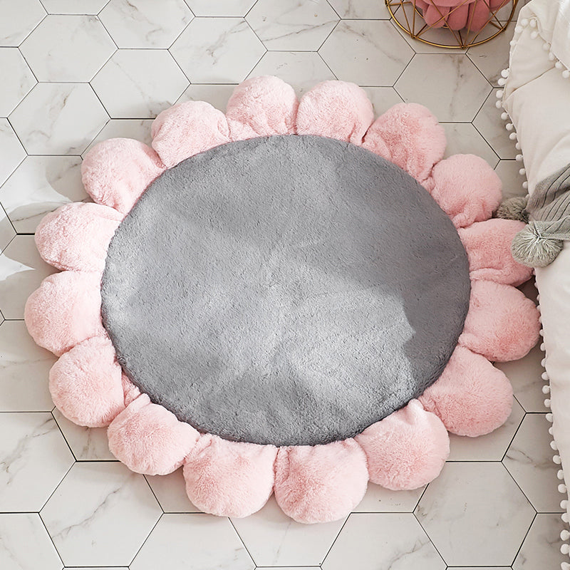 BowLift | Sunflower Shaped Solid Carpet Multicolored Kids Carpet Polypropylene Pet Friendly Non-Slip Back Stain Resistant Carpet for Baby Girl Room