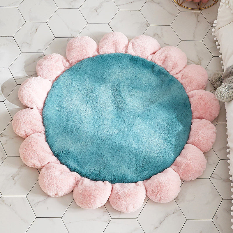 BowLift | Sunflower Shaped Solid Carpet Multicolored Kids Carpet Polypropylene Pet Friendly Non-Slip Back Stain Resistant Carpet for Baby Girl Room