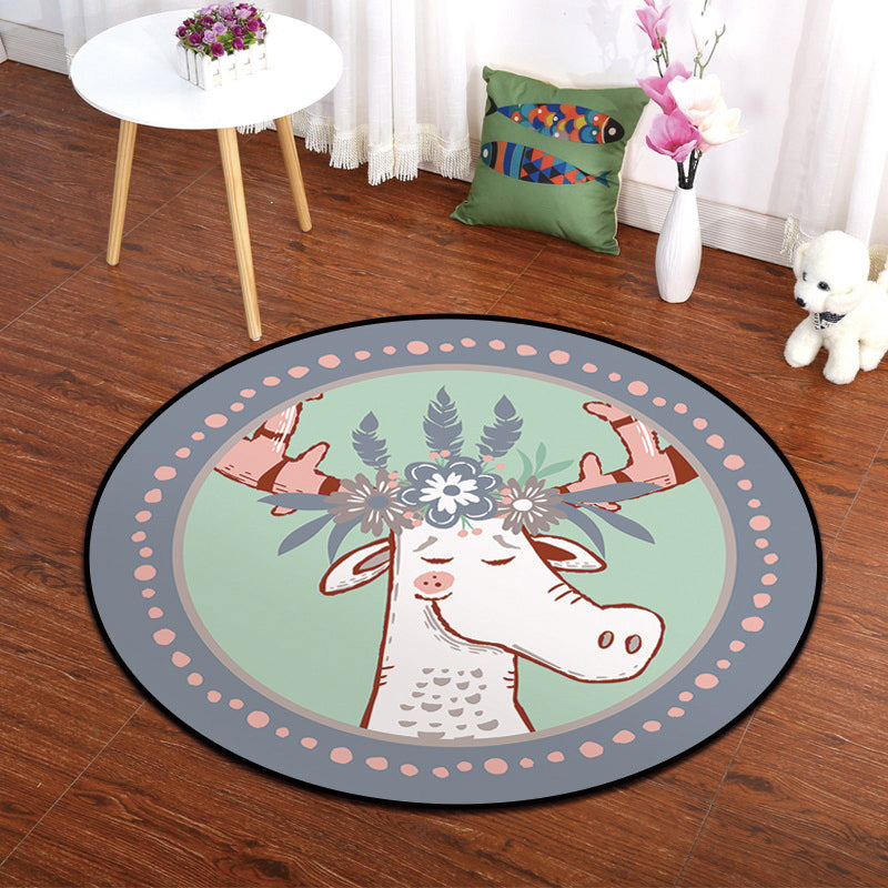 BowLift | Kids Animal Tile Pattern Carpet Multicolored Polypropylene Carpet Stain Resistant Non-Slip Backing Washable Carpet for Home Decor