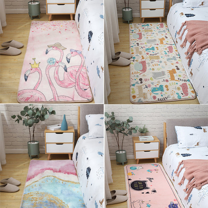 BowLift | Children's Room Rug Multicolored Animal Sketches Rug Cotton Machine Washable Rug