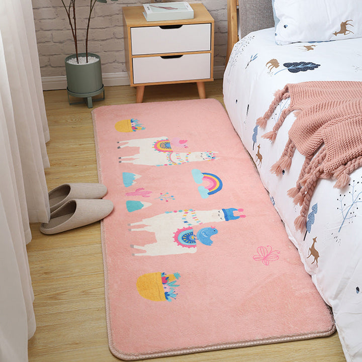 BowLift | Children's Room Rug Multicolored Animal Sketches Rug Cotton Machine Washable Rug