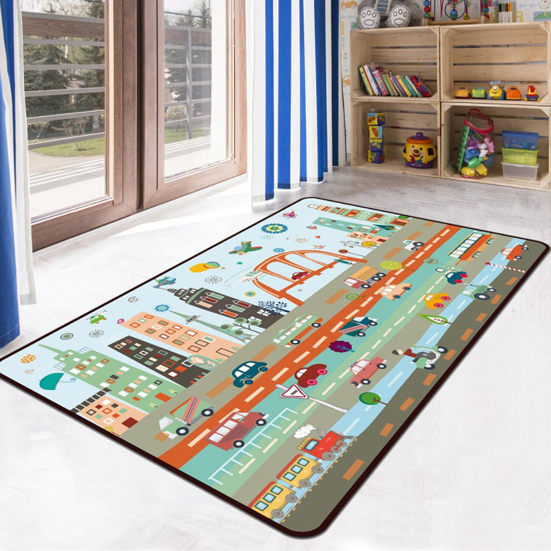 BowLift | Leather and Play Children Indoor Rug Multi Color City Traffic Carpet Washable Pet Friendly Non-Slip Underlay Rug for Boys Room