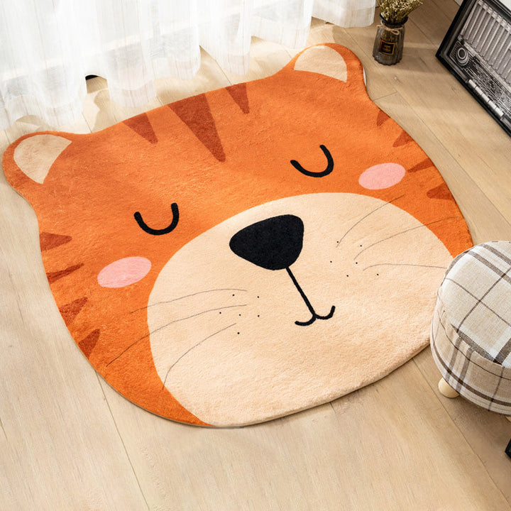 BowLift | Multi Color Kids Carpet Cartoon Animal Head Pattern Rug Polyester Non-Slip Back Stain Resistant Machine Washable Rug