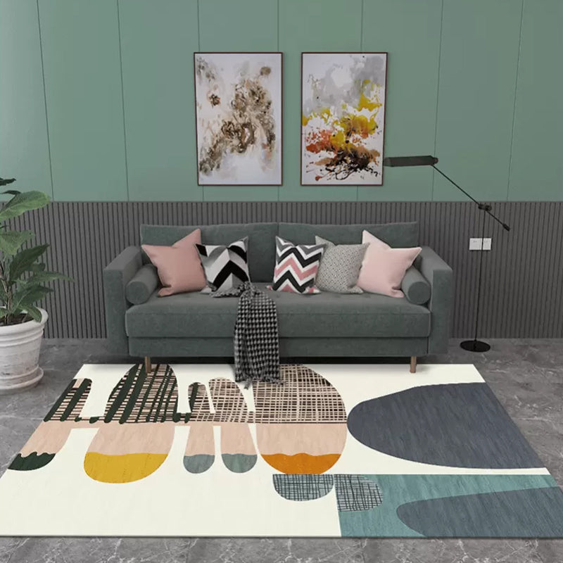 BowLift | Multicolor Color-Blocking Rug Synthetic Contemporary Rug Non-Slip Machine Washable Stain Resistant Rug for the Living Room