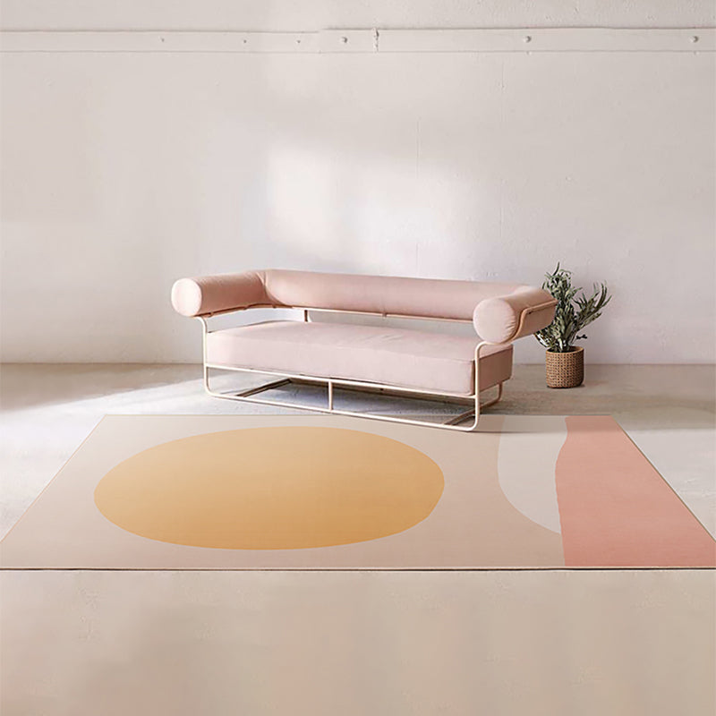 BowLift | Soft Orange Nordic Carpet Polyester Geometric Rug Non-Slip Backing Pet-Friendly Washable Carpet for Home Decoration