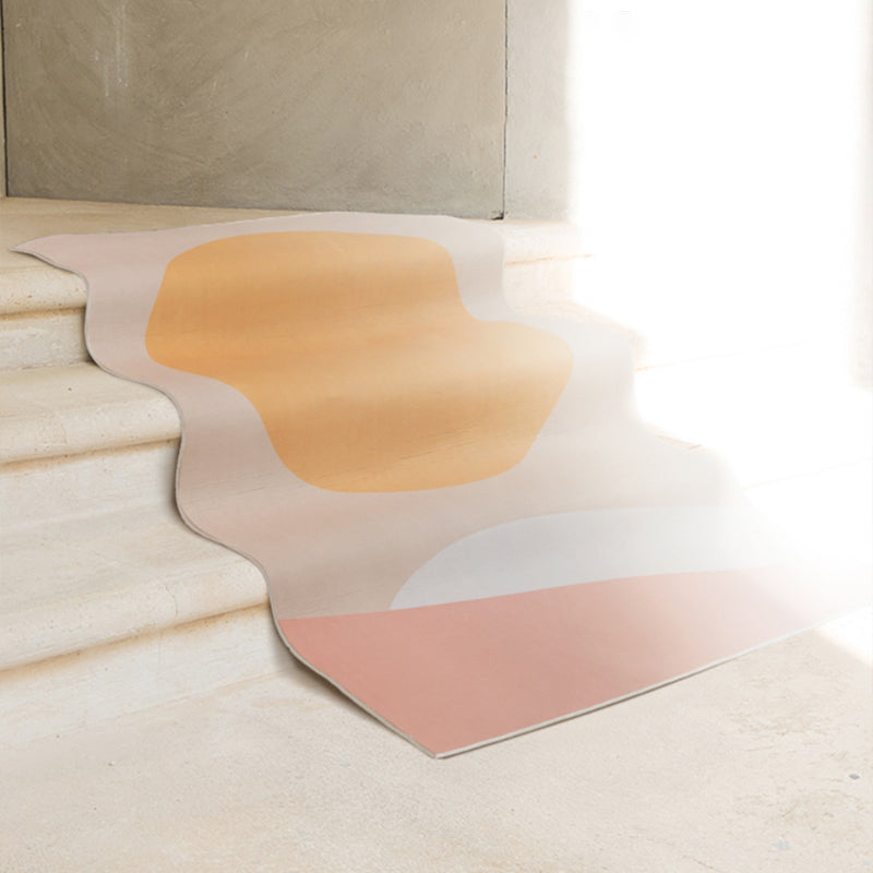 BowLift | Soft Orange Nordic Carpet Polyester Geometric Rug Non-Slip Backing Pet-Friendly Washable Carpet for Home Decoration