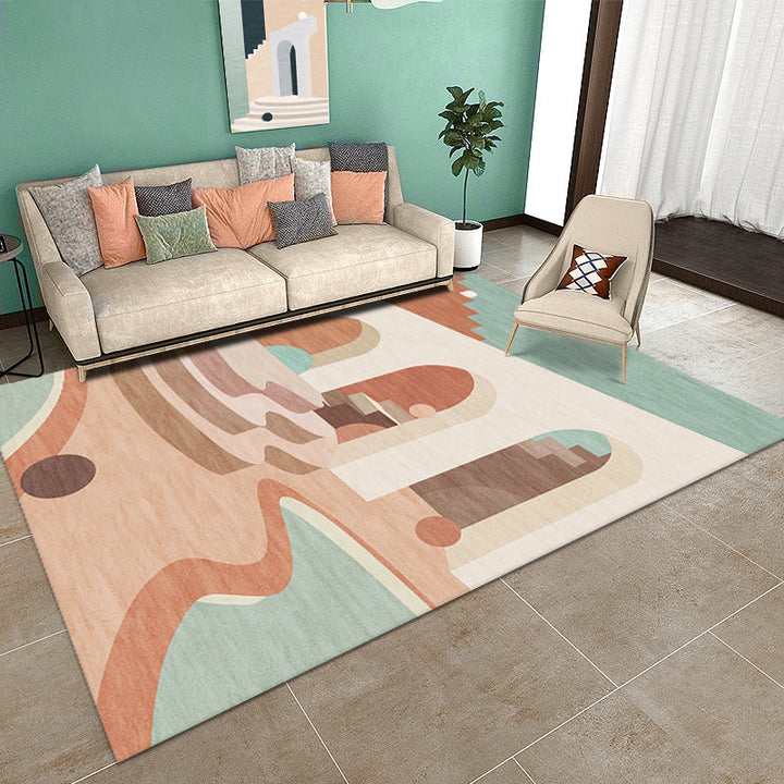 BowLift | Nordic Living Room Rug Morandi Color Castle Interior View Rug Polypropylene Stain Resistant Pet Friendly Non-Slip Backing Rug