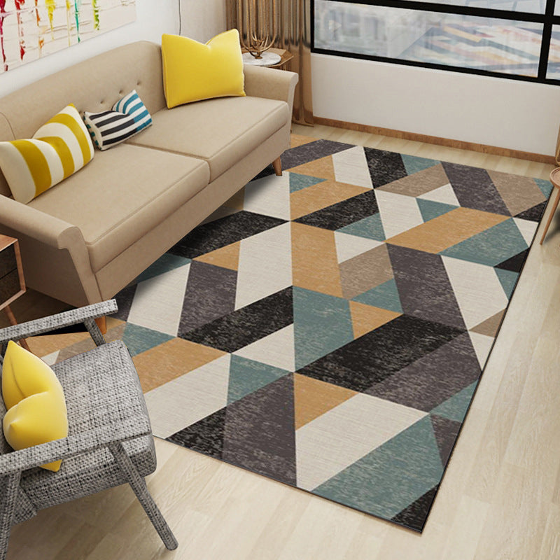 BowLift | Multi Color Modern Area Rug Synthetic Geometric Color Block Rug Machine Washable Stain Resistant Non-Slip Backing Carpet for Room