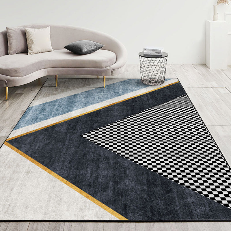 BowLift | Decorative Color Block Rug Multicolor Simple Rug Synthetic Non-Slip Pet Friendly Stain Resistant Rug for Home