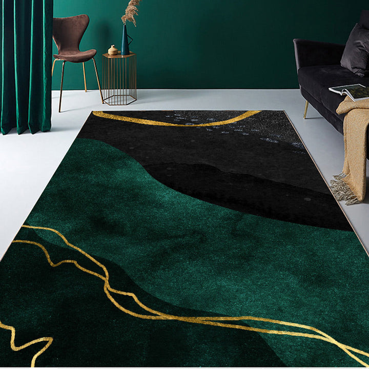 BowLift | Multicolored geometric block rug Polyester Nordic rug machine washable stain resistant non-slip back rug for the living room