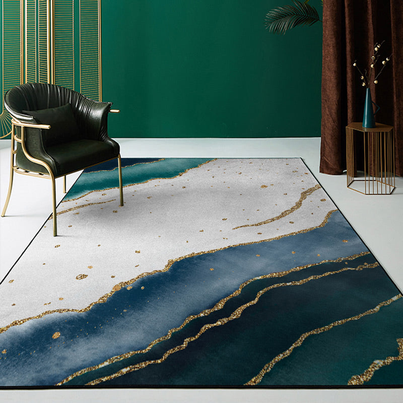 BowLift | Multicolored geometric block rug Polyester Nordic rug machine washable stain resistant non-slip back rug for the living room