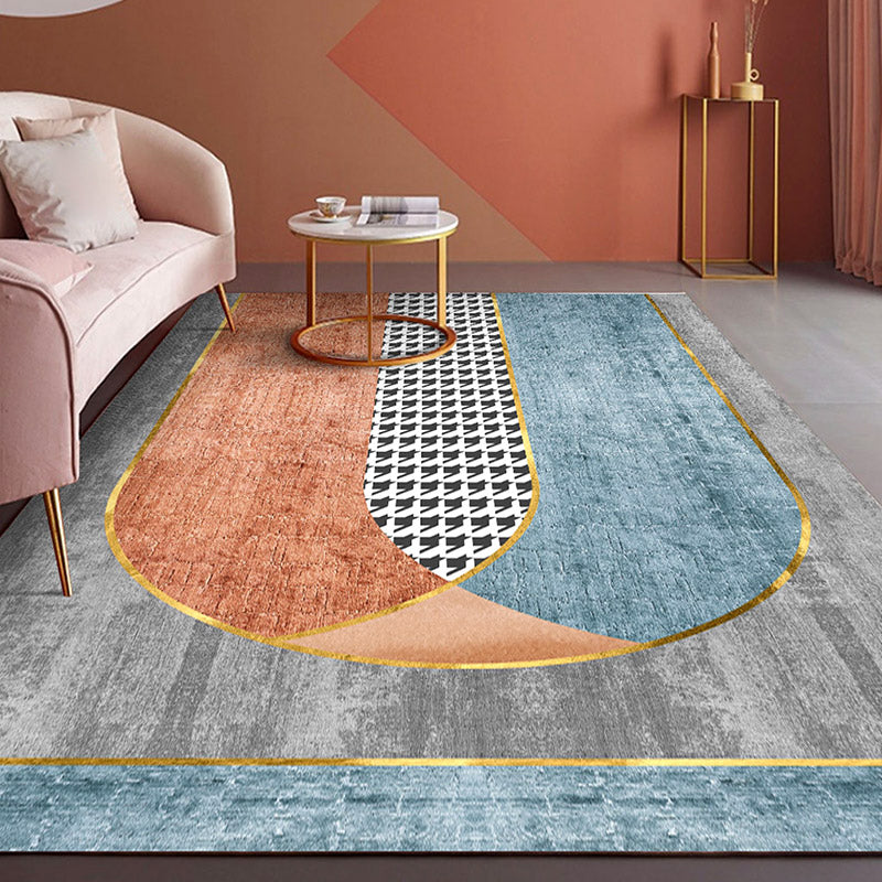BowLift | Morandi Color Living Room Rug Nordic Color Block with Twisted Line Rug Polypropylene Non-Slip Washable Stain Resistant Rug