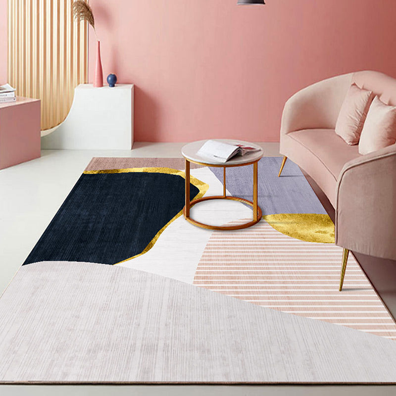 BowLift | Morandi Color Living Room Rug Nordic Color Block with Twisted Line Rug Polypropylene Non-Slip Washable Stain Resistant Rug