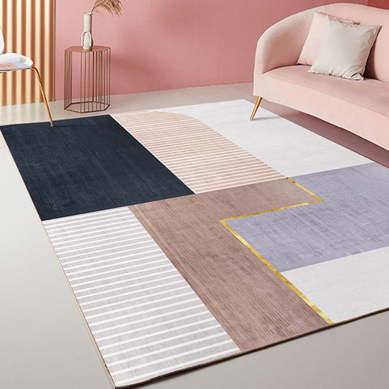 BowLift | Morandi Color Living Room Rug Nordic Color Block with Twisted Line Rug Polypropylene Non-Slip Washable Stain Resistant Rug