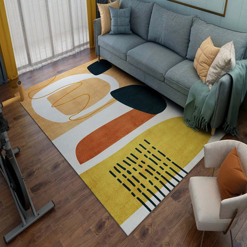 BowLift | Aesthetics Mid-Century Carpet Multicolored Geometric Carpet Stain Resistant Non-Slip Machine Washable Carpet for Living Room