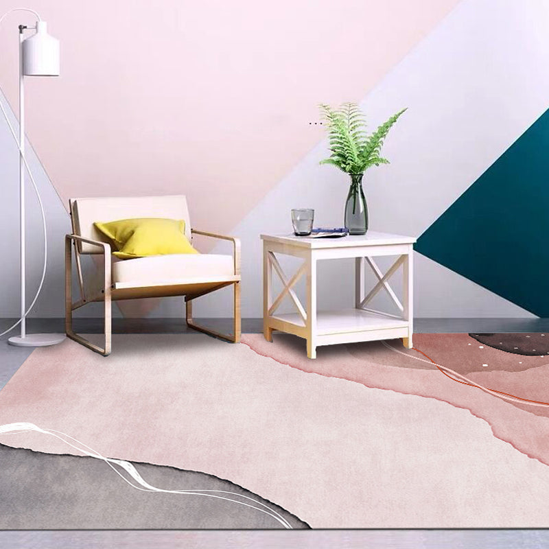 BowLift | Multi-Color Abstract Pattern Rug Synthetic Postmodern Rug Stain Resistant Washable Non-Slip Rug for Girls Bedroom