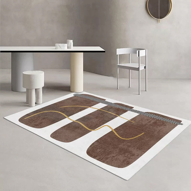 BowLift | Casual Color Block Abstract Rug Multicolor Minimalist Rug Polyester Stain Resistant Non-Slip Machine Washable Rug for Room