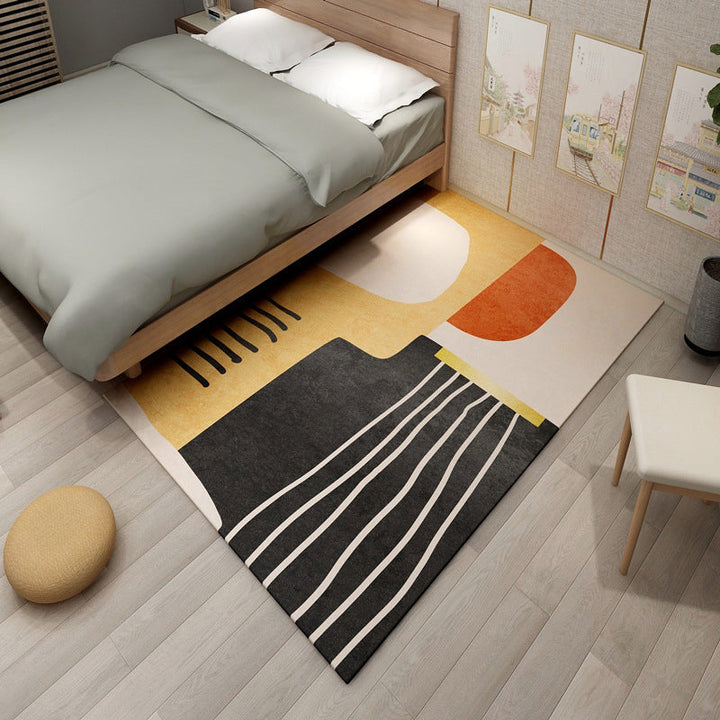 BowLift | Multi colored geometric block rug synthetic Scandinavian rug machine washable pet friendly non-slip rug for living room